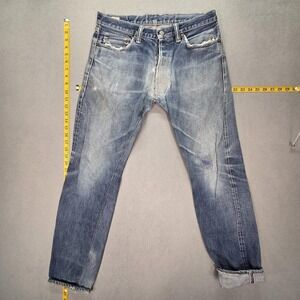 Momotaro Jeans Mens Selvedge Blue Slim Tapered Japan Button Fly Fits 31x30